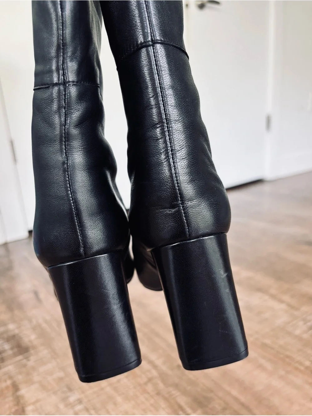 Stuart Weitzman Lucinda convertible black leather suede fold down boots size 6.5